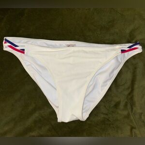 Xhileration Nautical USA Ruched White Bikini Bottoms